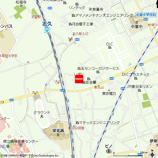 関東いすゞ自動車株式会社・伊奈支店付近の地図